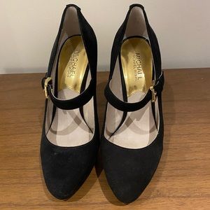 Michael Kors Black Suede Mary Jane Heels size 7.5